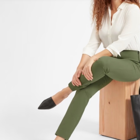 Everlane "Work Pants" Side-Zip Stretch Cotton Pants 2 • Olive Green Minimalist - Picture 3 of 9